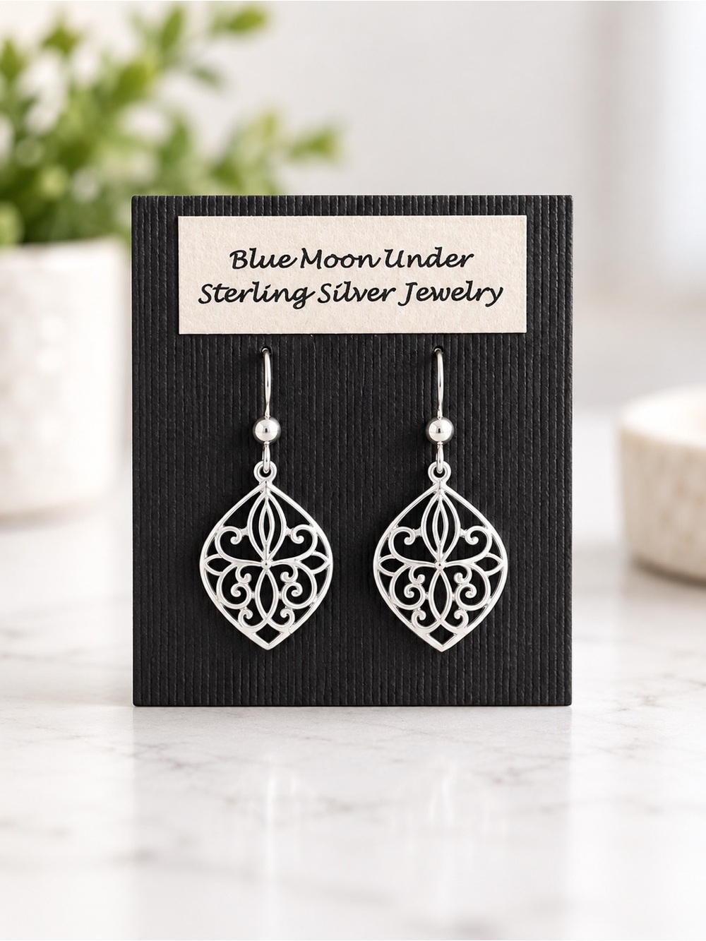 NWT Artisan 925 Sterling Silver Filigree Teardrop Scroll Dangle Earrings NEW!